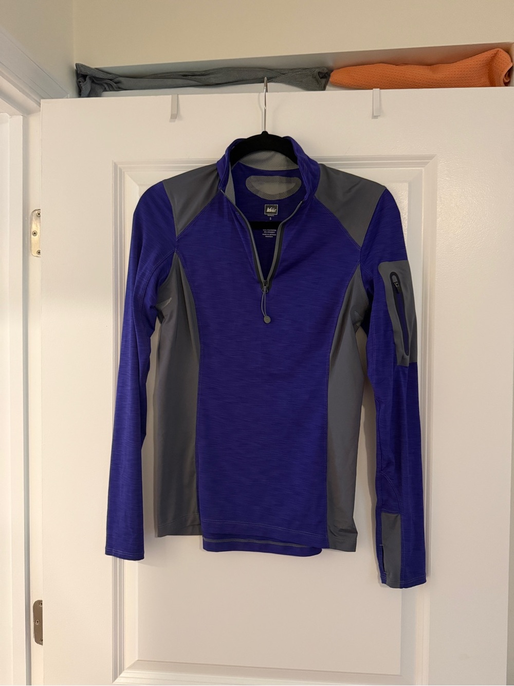 REI Men's Purple and Gray Half-Zip Performance Sweater